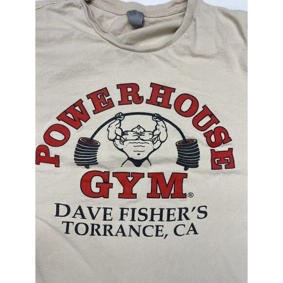 Powerhouse Gym Dave Fisher's Torrance California T-shirt Women Small Beige - Picture 2 of 9